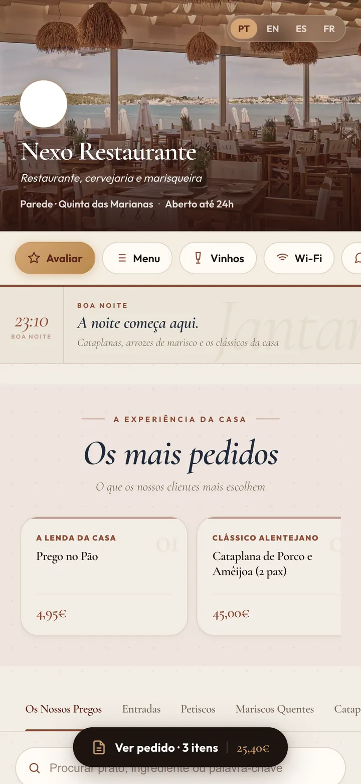 NEXO — Demo do menu digital